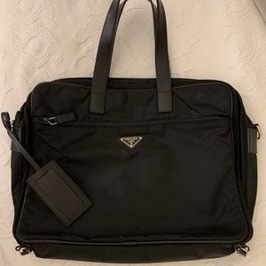 Prada soft, nylon/leather laptop bag